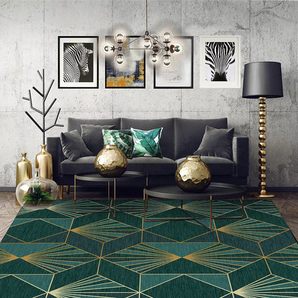 Vloerkleed – Geometrisch rhombus patroon – Polyester, machine wasbaar, voor woningdecoratie