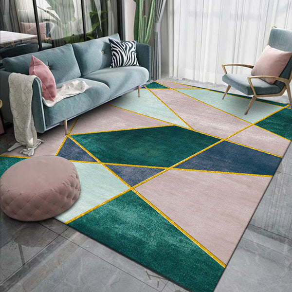 Polyester tapijt – Wasbaar en niet-slip – Kleurblok ontwerp voor woonkamer