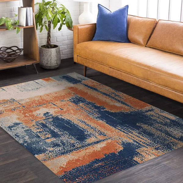 Industrieel tapijt – Abstract ontwerp, machinewasbaar – Polyester, niet-slip, voor slaapkamer