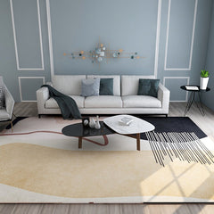 Abstract zitkamer tapijt – Synthetisch, anti-slip, machinewasbaar – Pastel kleurblok ontwerp