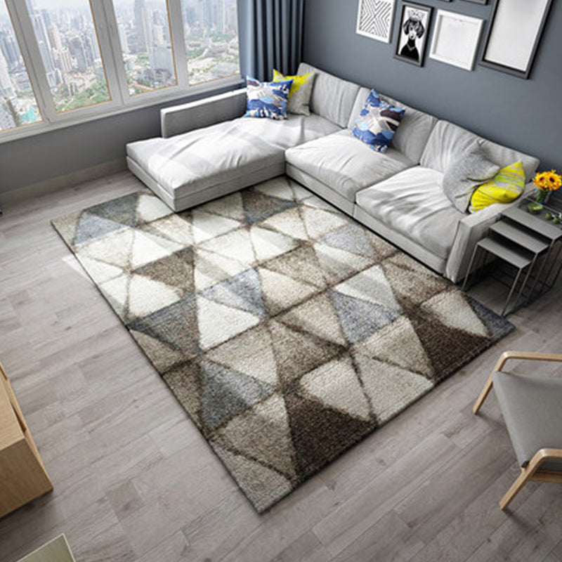 Vloerkleed – Abstract patroon met driehoeken en cirkels – Wasbaar polyester tapijt