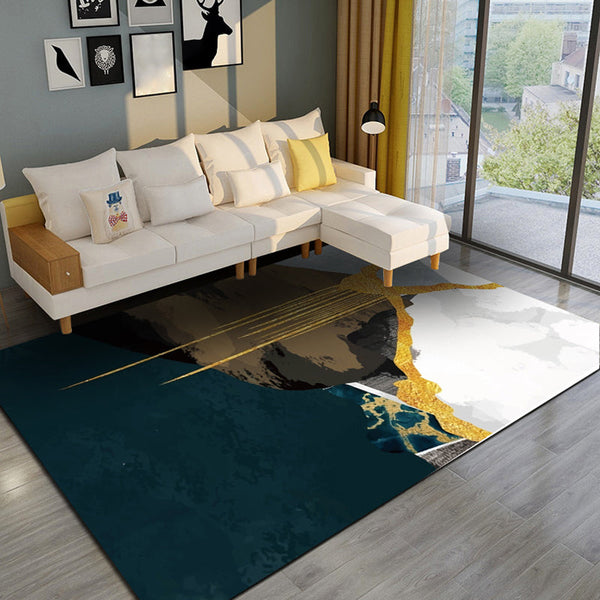 Vloerkleed – Modern waterverf patroon – Polyester, huisdiervriendelijk, wasbaar, niet-slip