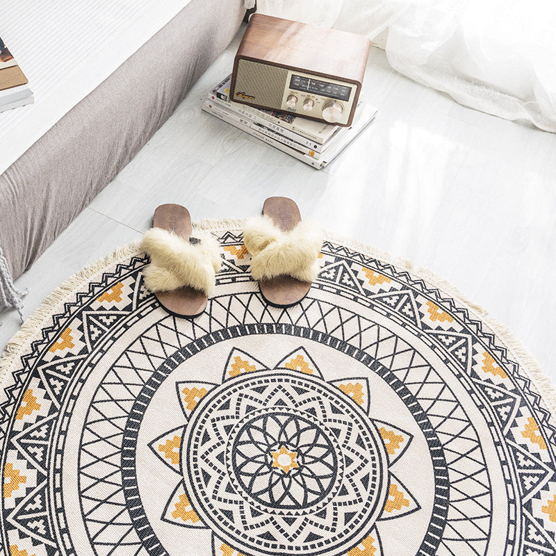 Slaapkamer tapijt – Wasbaar mandala ontwerp – Katoenen multicolor gebied tapijt