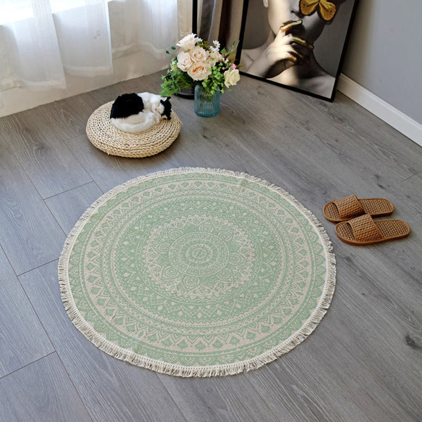 Slaapkamer tapijt – Wasbaar mandala ontwerp – Katoenen multicolor gebied tapijt