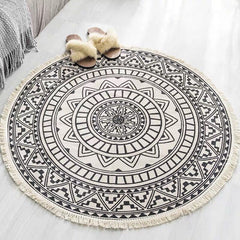 Slaapkamer tapijt – Wasbaar mandala ontwerp – Katoenen multicolor gebied tapijt