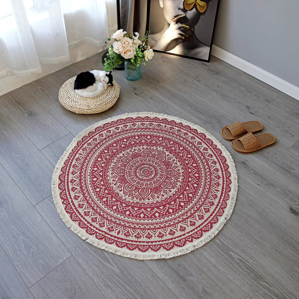 Slaapkamer tapijt – Wasbaar mandala ontwerp – Katoenen multicolor gebied tapijt