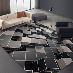 Geometrisch Tapijt – 3D Illusie, Anti-slip, Huisdiervriendelijk, Machine Wasbaar, Polyester