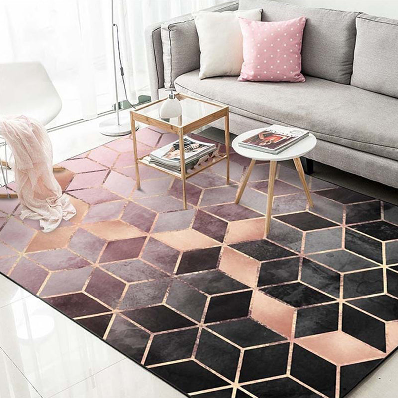 Geometrisch Tapijt – 3D Illusie, Anti-slip, Huisdiervriendelijk, Machine Wasbaar, Polyester