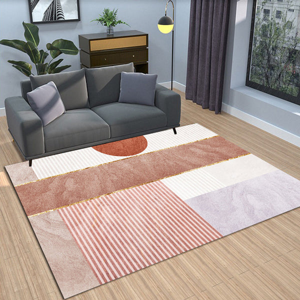 Moderne woonkamer tapijt – Antislip, wasbaar – Synthetisch materiaal, kleurblokken