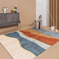 Moderne woonkamer tapijt – Antislip, wasbaar – Synthetisch materiaal, kleurblokken