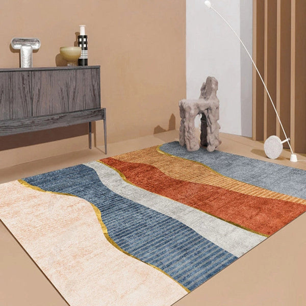 Moderne woonkamer tapijt – Antislip, wasbaar – Synthetisch materiaal, kleurblokken