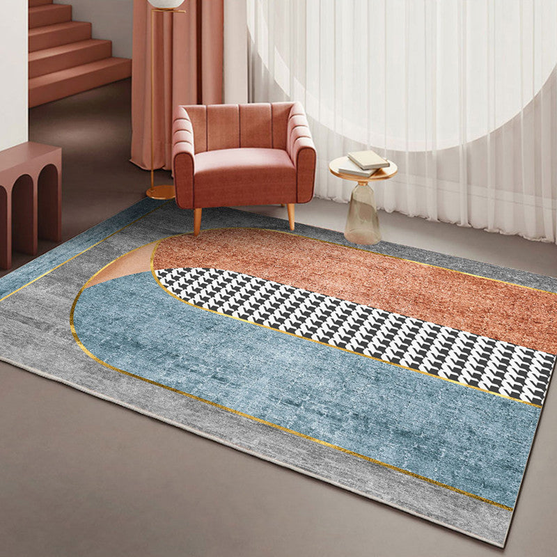 Moderne woonkamer tapijt – Antislip, wasbaar – Synthetisch materiaal, kleurblokken