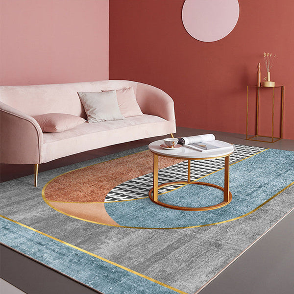 Moderne woonkamer tapijt – Antislip, wasbaar – Synthetisch materiaal, kleurblokken