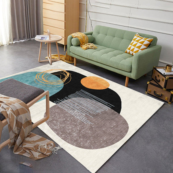 Meerkleurig Tapijt – Minimalistisch Design – Polyester, Petvriendelijk, Anti-Slip, Wasbaar