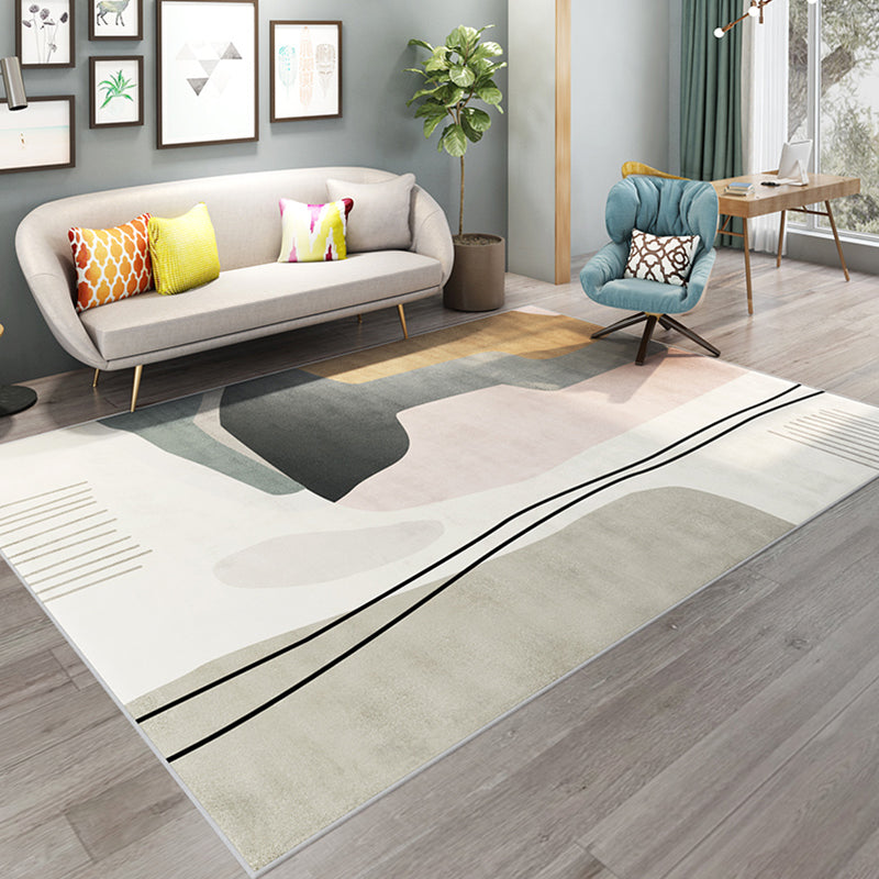 Meerkleurig Tapijt – Minimalistisch Design – Polyester, Petvriendelijk, Anti-Slip, Wasbaar