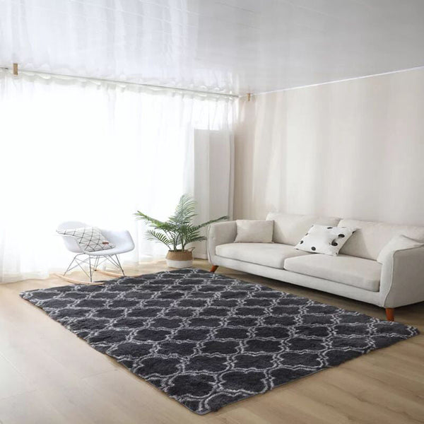 Vloerkleed – Kalmerend shag tapijt met niet-slip achterkant – Huisdiervriendelijk, veelkleurig patroon