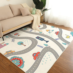 Vloerkleed kinderkamer – Auto patroon – Katoen mengsel, non-slip, gemakkelijk te onderhouden