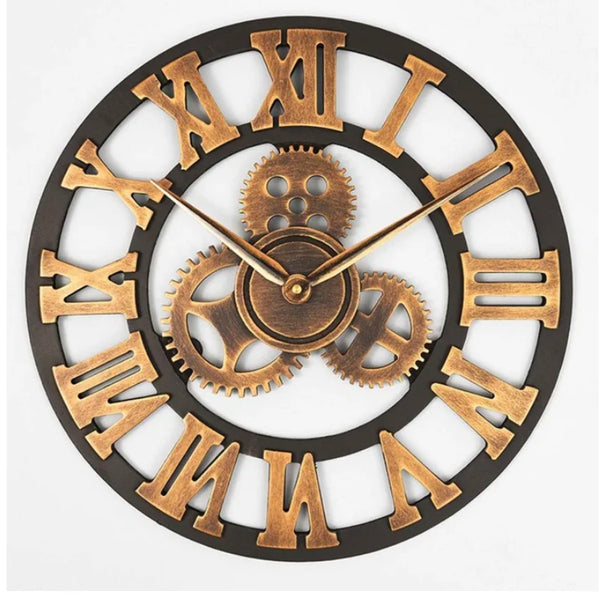 Grote Gear Wandklok | Modern Vintage Houten Design | Stil Quartz Mechanisme