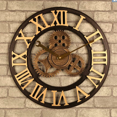 Grote Gear Wandklok | Modern Vintage Houten Design | Stil Quartz Mechanisme