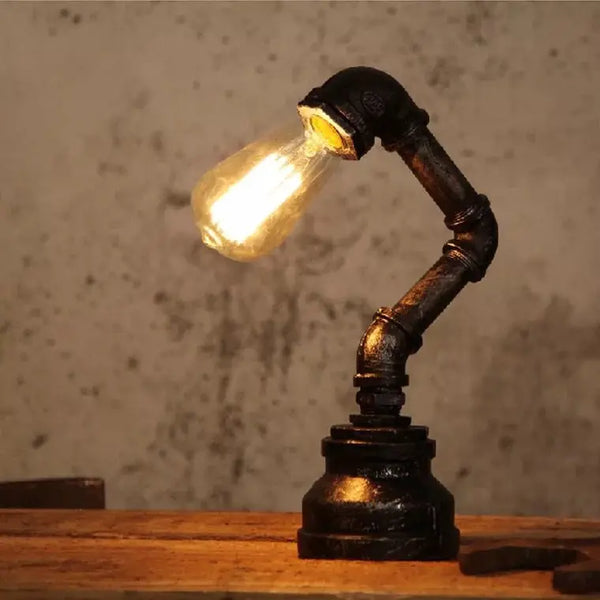 Creative Iron Lamp Water Pipe Lighting | Industrial Desk Lamp - POUEV