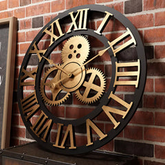 Grote Gear Wandklok | Modern Vintage Houten Design | Stil Quartz Mechanisme