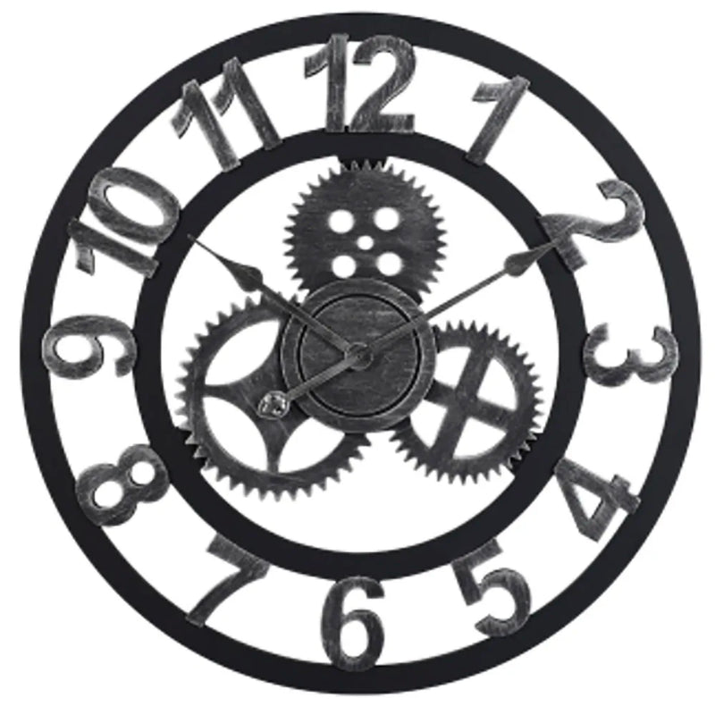 Grote Gear Wandklok | Modern Vintage Houten Design | Stil Quartz Mechanisme