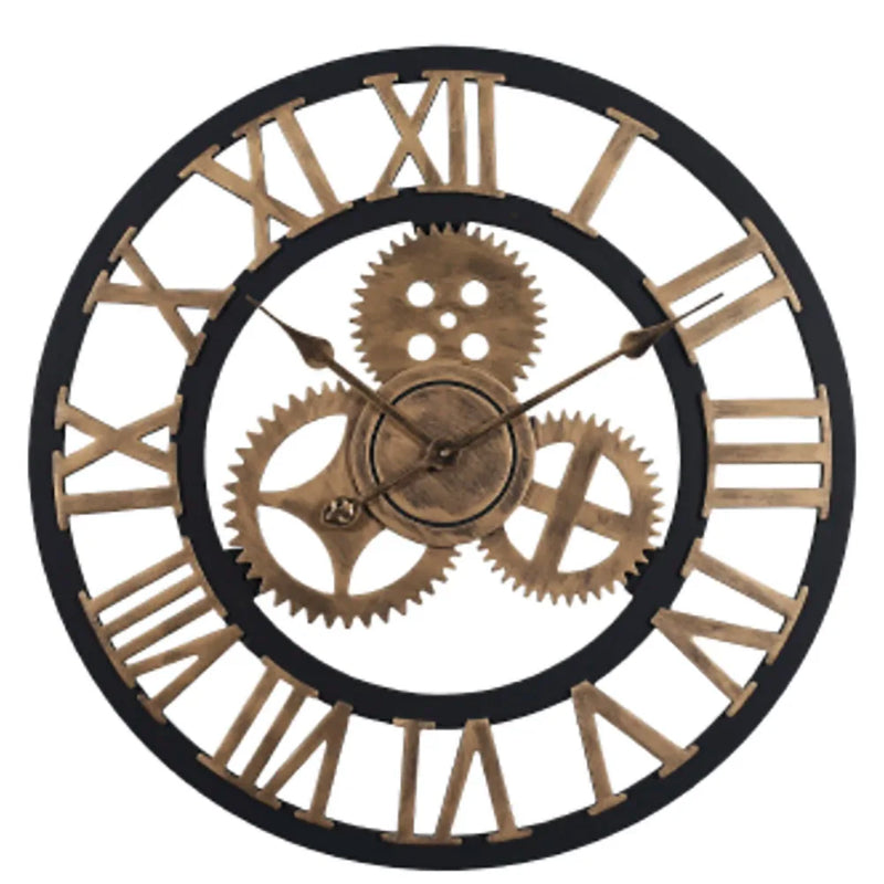 Grote Gear Wandklok | Modern Vintage Houten Design | Stil Quartz Mechanisme