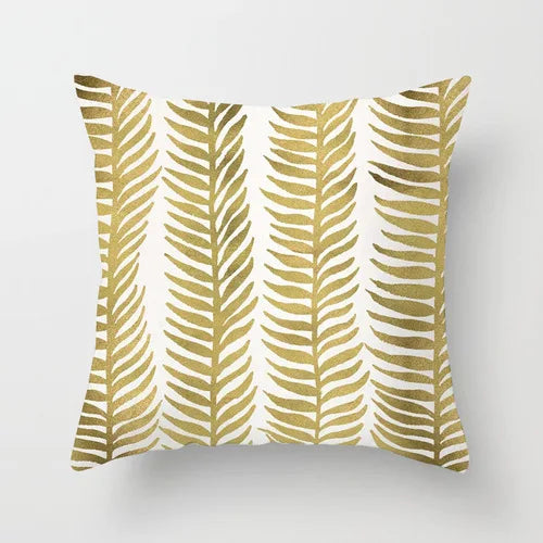 Gouden Bladeren Kussenhoes | Luxe Decoratieve Hoes - POUEV