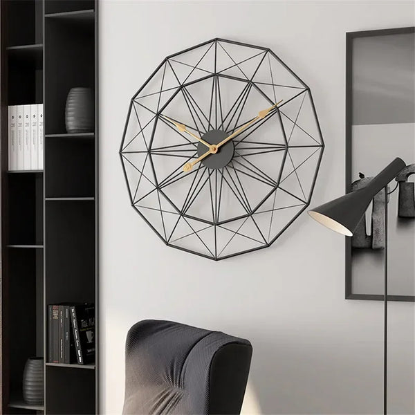 50 cm geometrische industriële wandklok van ijzer | Vintage moderne kantoor- en woonkamerdecoratie
