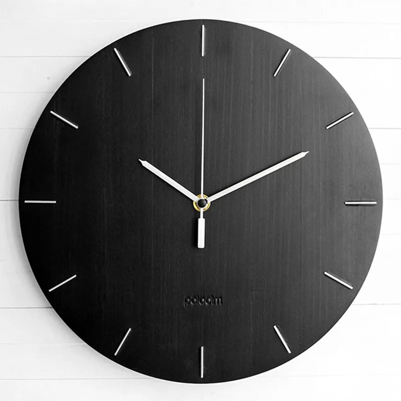 Moderne ronde houten wandklok | Stille, niet-tikkende kwartsklok voor thuis en kantoor