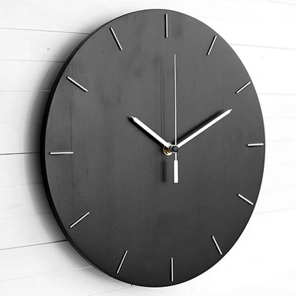 Moderne ronde houten wandklok | Stille, niet-tikkende kwartsklok voor thuis en kantoor