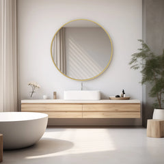 Large Gold Round Wall Mirror | 30