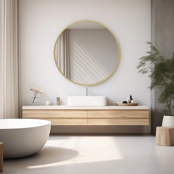 Large Gold Round Wall Mirror | 30