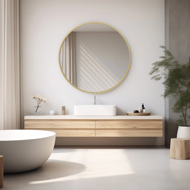 Large Gold Round Wall Mirror | 30