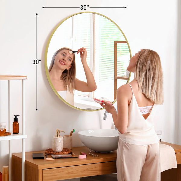 Large Gold Round Wall Mirror | 30