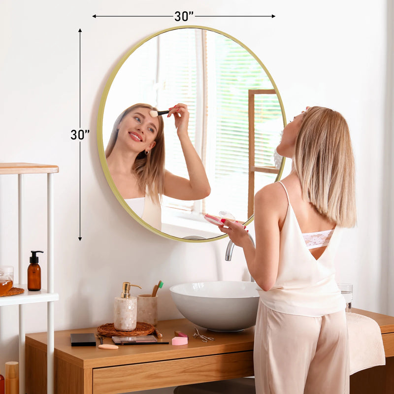 Large Gold Round Wall Mirror | 30