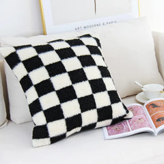 Zwart Nepbont Kussenhoes | Geruit Design | Decoratieve Sofa Kussenhoes - POUEV