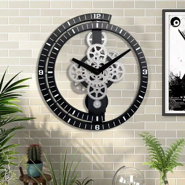 Industriële roterende stille wandklok | Modern design voor woonkamer en kantoorkunst