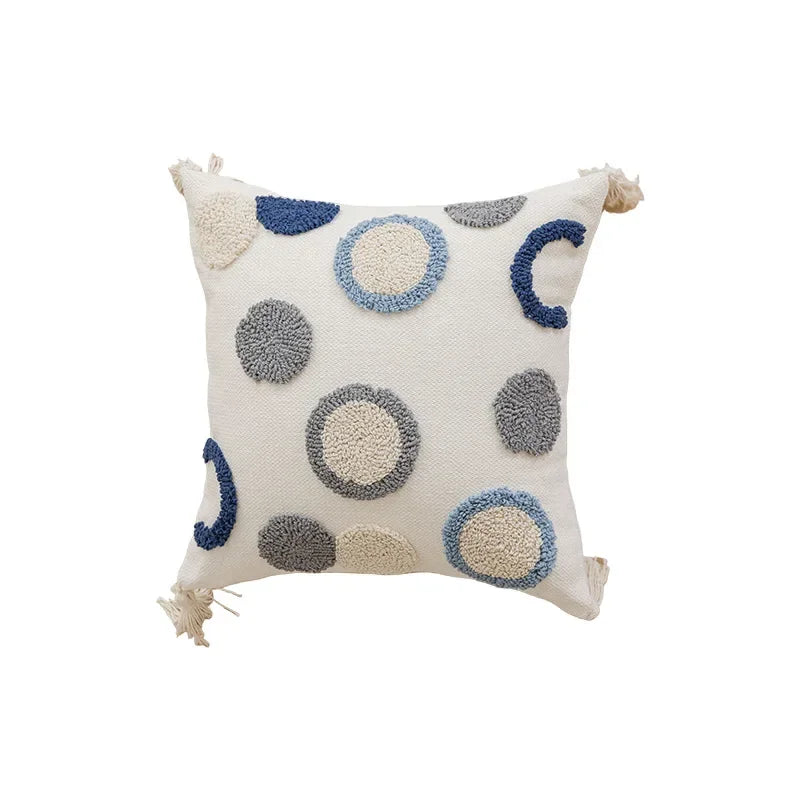 Nordic Blauwe Tufted Kussenhoes | Geometrisch Streep Design | Decoratie Sofa - POUEV