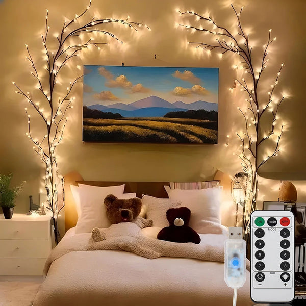 96LED Bendable Willow Vine Lights | 8 Modes Rattan Tree Decorative Light - POUEV