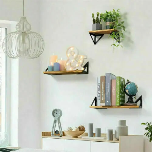3-Tier Wall Floating Shelf Set | Modern Book Display & Storage Rack for Home Decor - POUEV