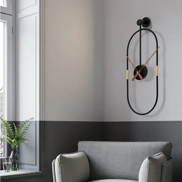 Moderne minimalistische metalen wandklok | IJzeren kunstontwerp | 38x14 cm