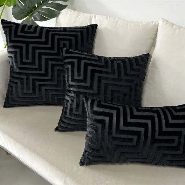 Velvet Jacquard Kussenhoes | Moderne Geometrische Luxe | Voor Sofa & Bed - POUEV