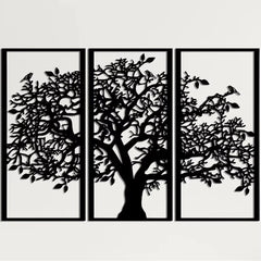 3 stuks stamboom metalen wanddecoratie | Boom des Levens ijzeren kunst | Moderne 3D wandkunst