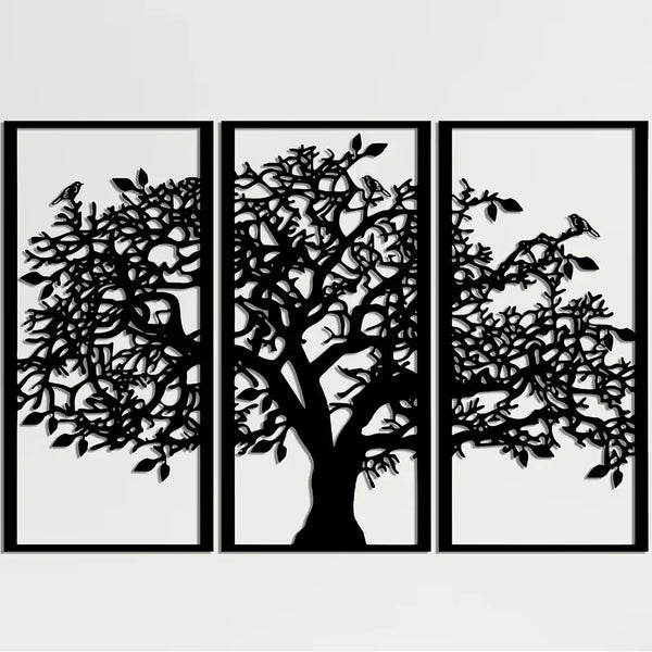 3 stuks stamboom metalen wanddecoratie | Boom des Levens ijzeren kunst | Moderne 3D wandkunst