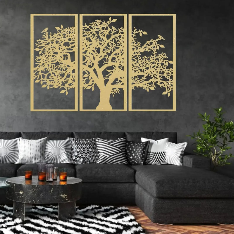 3 stuks stamboom metalen wanddecoratie | Boom des Levens ijzeren kunst | Moderne 3D wandkunst