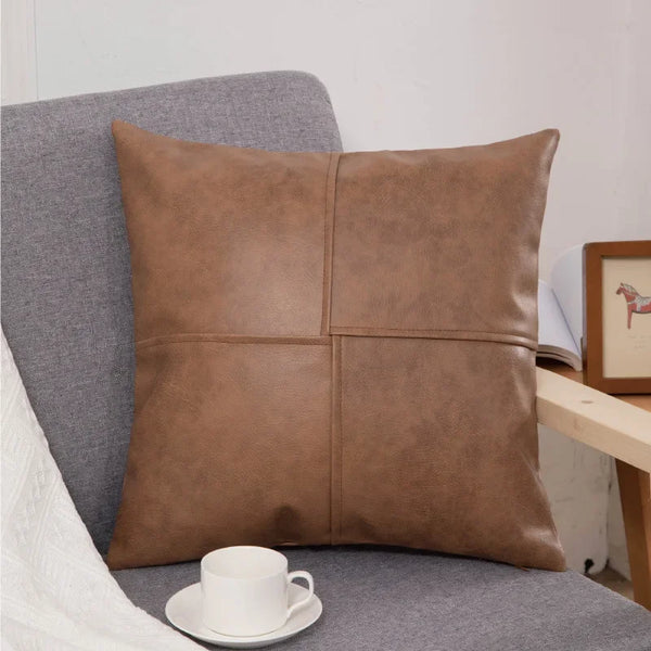 PU Leren Kussenhoes | Retro Patchwork Design | Luxe Decor voor Sofa - POUEV