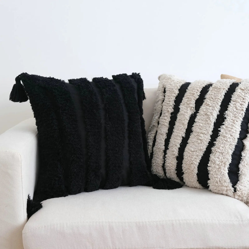 Bohemian Geometrische Kussenhoes | Beige Zwart | Decoratieve Kussenhoes Sofa - POUEV