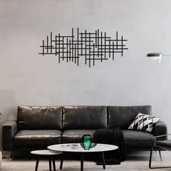 Abstract raster metalen wandkunst sculptuur | Geometrische patroon wanddecoratie
