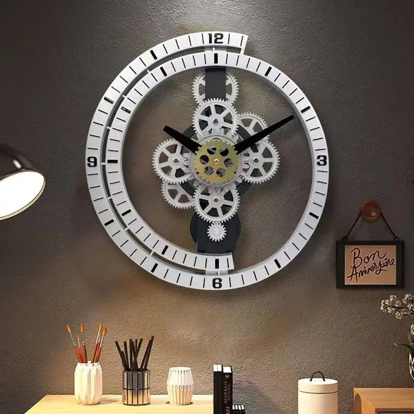 Industriële roterende stille wandklok | Modern design voor woonkamer en kantoorkunst